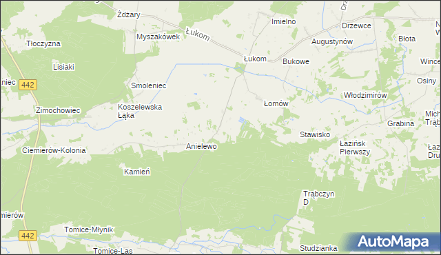 mapa Huta Łukomska gmina Zagórów, Huta Łukomska gmina Zagórów na mapie Targeo