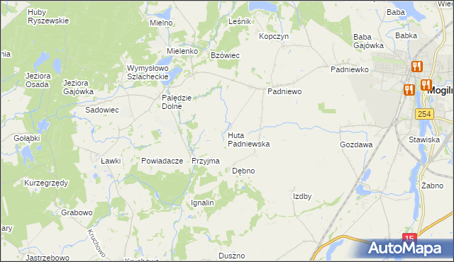 mapa Huta Padniewska, Huta Padniewska na mapie Targeo