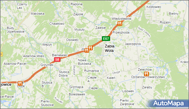 mapa Huta Żabiowolska, Huta Żabiowolska na mapie Targeo