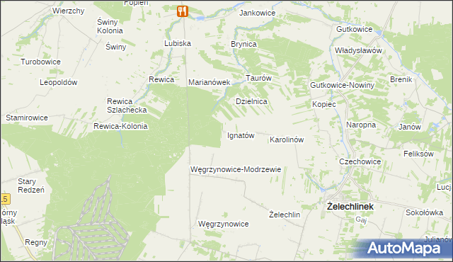 mapa Ignatów gmina Żelechlinek, Ignatów gmina Żelechlinek na mapie Targeo