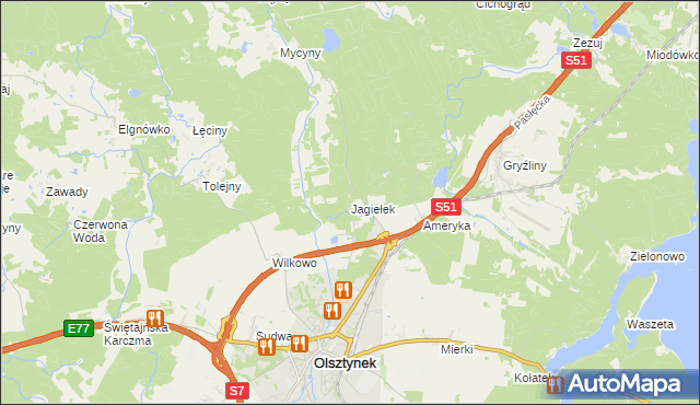 mapa Jagiełek, Jagiełek na mapie Targeo