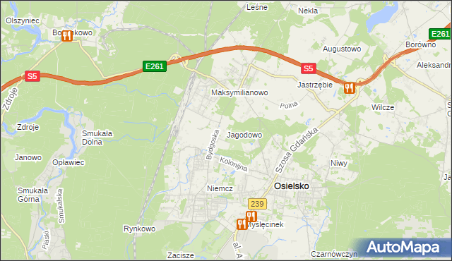 mapa Jagodowo, Jagodowo na mapie Targeo