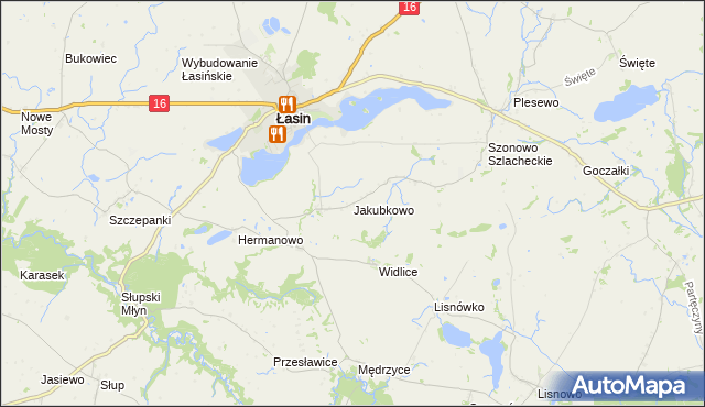 mapa Jakubkowo gmina Łasin, Jakubkowo gmina Łasin na mapie Targeo