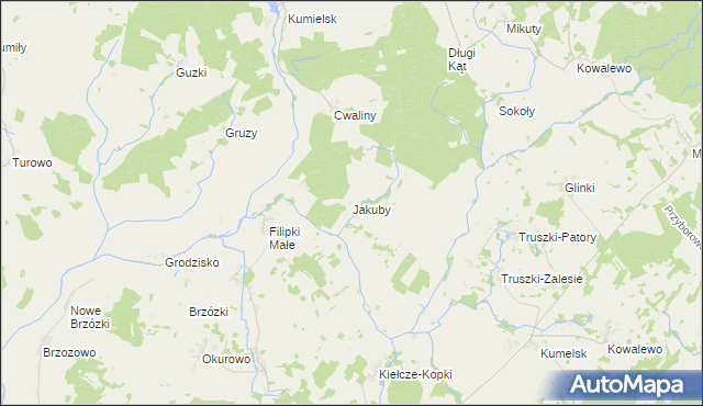 mapa Jakuby gmina Biała Piska, Jakuby gmina Biała Piska na mapie Targeo