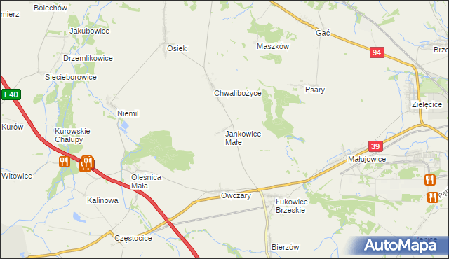 mapa Jankowice Małe, Jankowice Małe na mapie Targeo