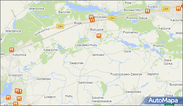 mapa Jankowo gmina Pobiedziska, Jankowo gmina Pobiedziska na mapie Targeo