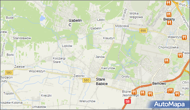 mapa Janów gmina Stare Babice, Janów gmina Stare Babice na mapie Targeo