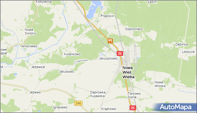 mapa Januszkowo gmina Nowa Wieś Wielka, Januszkowo gmina Nowa Wieś Wielka na mapie Targeo