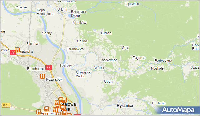 mapa Jastkowice, Jastkowice na mapie Targeo