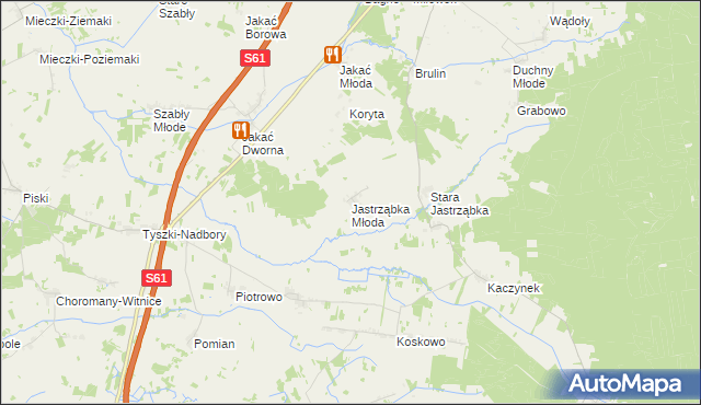 mapa Jastrząbka Młoda, Jastrząbka Młoda na mapie Targeo