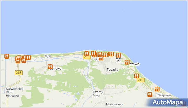 mapa Jastrzębia Góra, Jastrzębia Góra na mapie Targeo