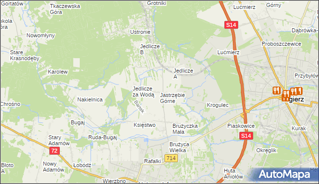 mapa Jastrzębie Górne, Jastrzębie Górne na mapie Targeo