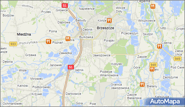 mapa Jawiszowice, Jawiszowice na mapie Targeo