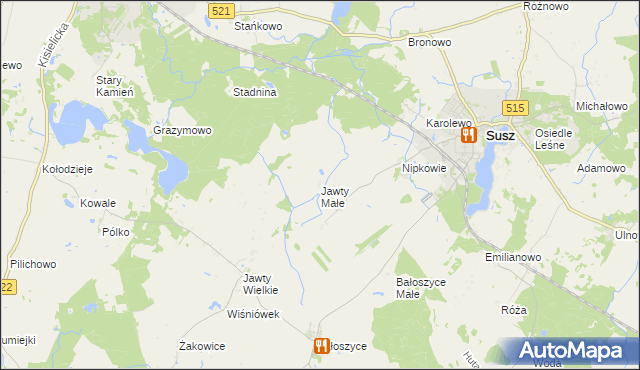 mapa Jawty Małe, Jawty Małe na mapie Targeo