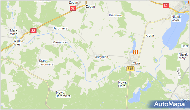 mapa Jażyniec, Jażyniec na mapie Targeo