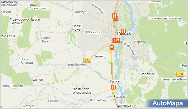 mapa Jeżewo gmina Pułtusk, Jeżewo gmina Pułtusk na mapie Targeo