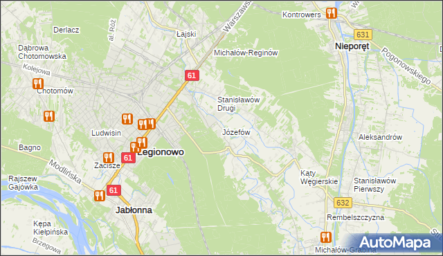 mapa Józefów gmina Nieporęt, Józefów gmina Nieporęt na mapie Targeo