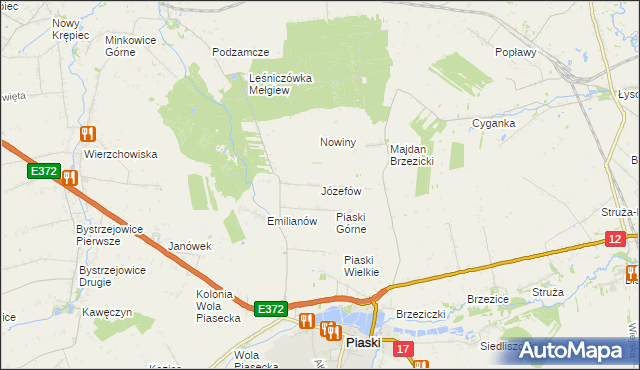 mapa Józefów gmina Piaski, Józefów gmina Piaski na mapie Targeo
