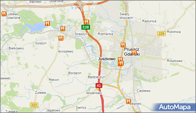 mapa Juszkowo, Juszkowo na mapie Targeo