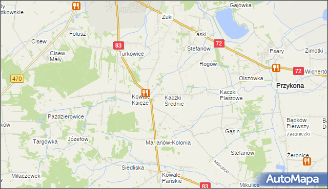 mapa Kaczki Średnie, Kaczki Średnie na mapie Targeo