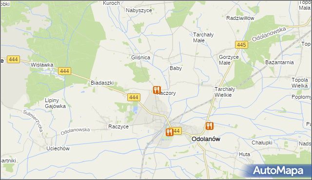 mapa Kaczory gmina Odolanów, Kaczory gmina Odolanów na mapie Targeo