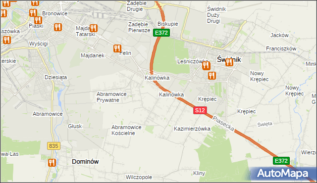mapa Kalinówka gmina Głusk, Kalinówka gmina Głusk na mapie Targeo