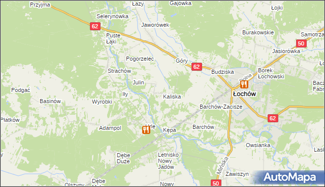 mapa Kaliska gmina Łochów, Kaliska gmina Łochów na mapie Targeo