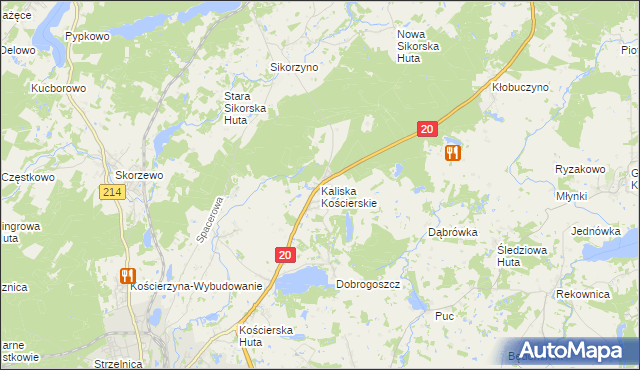 mapa Kaliska Kościerskie, Kaliska Kościerskie na mapie Targeo