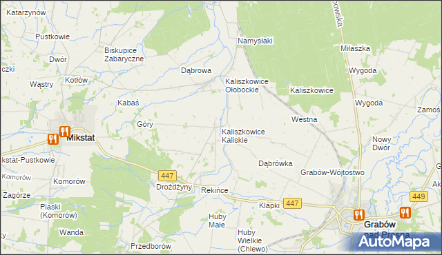 mapa Kaliszkowice Kaliskie, Kaliszkowice Kaliskie na mapie Targeo