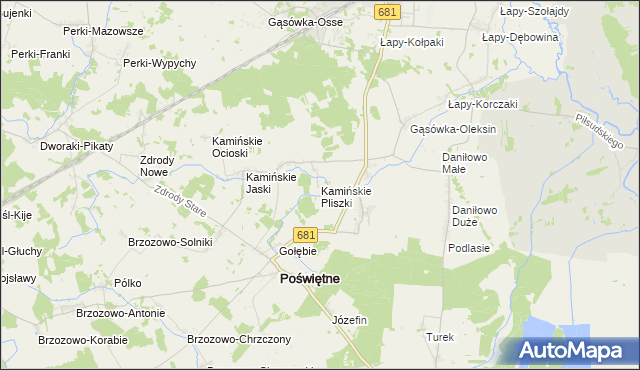 mapa Kamińskie Pliszki, Kamińskie Pliszki na mapie Targeo