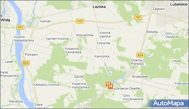 mapa Kamionka gmina Opole Lubelskie, Kamionka gmina Opole Lubelskie na mapie Targeo