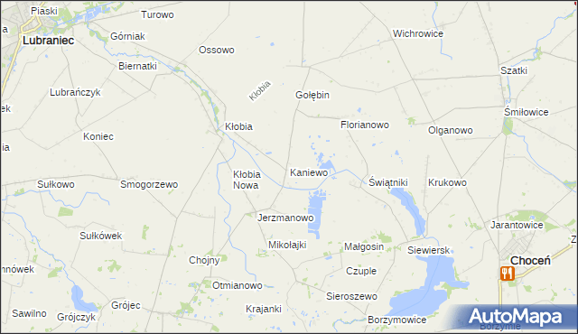 mapa Kaniewo gmina Boniewo, Kaniewo gmina Boniewo na mapie Targeo