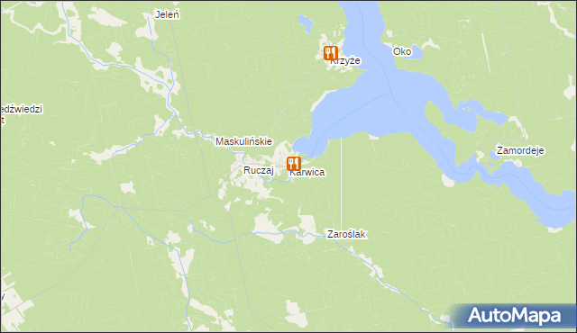 mapa Karwica gmina Ruciane-Nida, Karwica gmina Ruciane-Nida na mapie Targeo