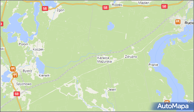 mapa Karwica Mazurska, Karwica Mazurska na mapie Targeo