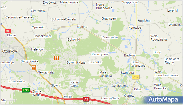 mapa Katarzynów gmina Ozorków, Katarzynów gmina Ozorków na mapie Targeo