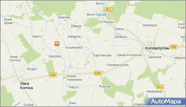 mapa Kazimierzów gmina Stara Kornica, Kazimierzów gmina Stara Kornica na mapie Targeo