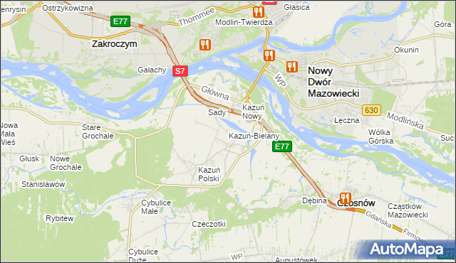 mapa Kazuń-Bielany, Kazuń-Bielany na mapie Targeo