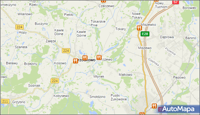 mapa Kczewo gmina Przodkowo, Kczewo gmina Przodkowo na mapie Targeo
