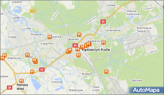 mapa Kędzierzyna-Koźle, Kędzierzyn-Koźle na mapie Targeo