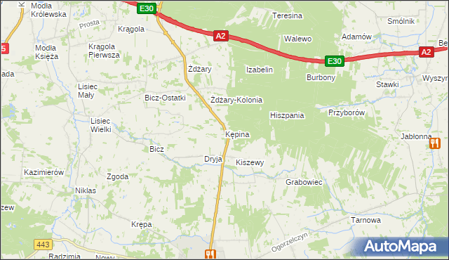 mapa Kępina gmina Tuliszków, Kępina gmina Tuliszków na mapie Targeo