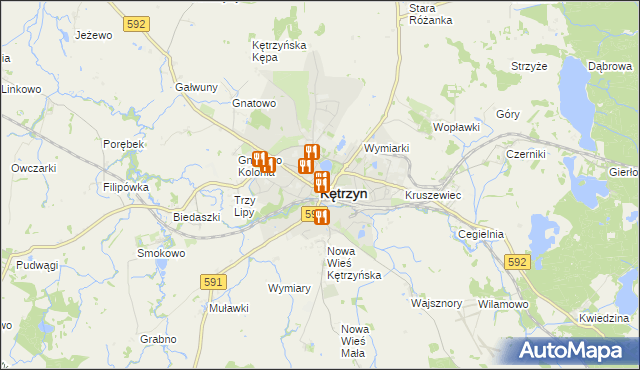 mapa Kętrzyn, Kętrzyn na mapie Targeo