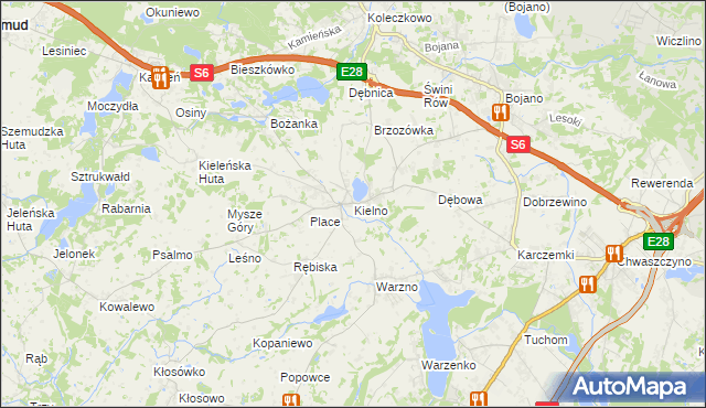mapa Kielno gmina Szemud, Kielno gmina Szemud na mapie Targeo