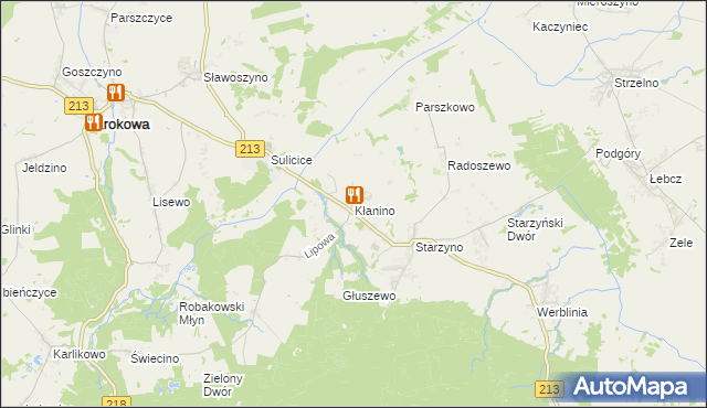 mapa Kłanino gmina Krokowa, Kłanino gmina Krokowa na mapie Targeo