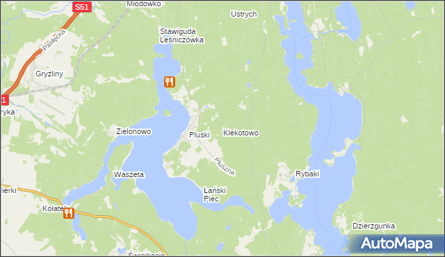 mapa Klekotowo gmina Stawiguda, Klekotowo gmina Stawiguda na mapie Targeo