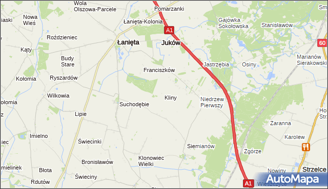 mapa Kliny gmina Łanięta, Kliny gmina Łanięta na mapie Targeo