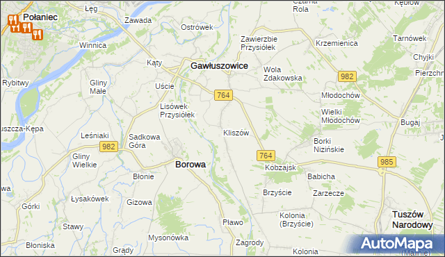 mapa Kliszów gmina Gawłuszowice, Kliszów gmina Gawłuszowice na mapie Targeo
