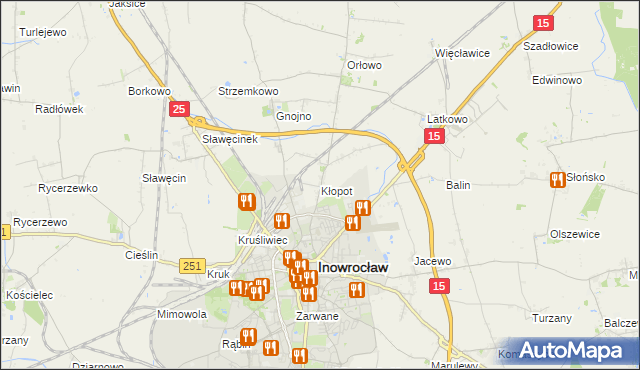 mapa Kłopot gmina Inowrocław, Kłopot gmina Inowrocław na mapie Targeo