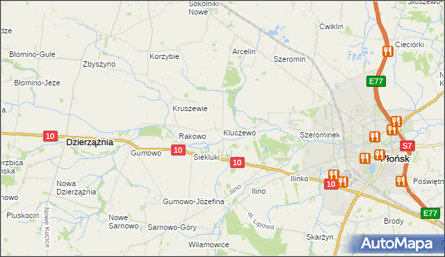 mapa Kluczewo gmina Płońsk, Kluczewo gmina Płońsk na mapie Targeo