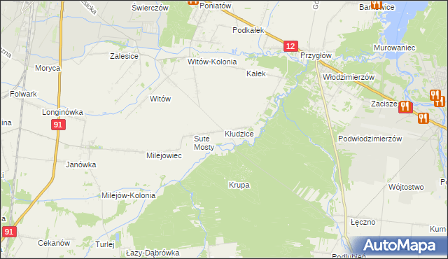 mapa Kłudzice, Kłudzice na mapie Targeo