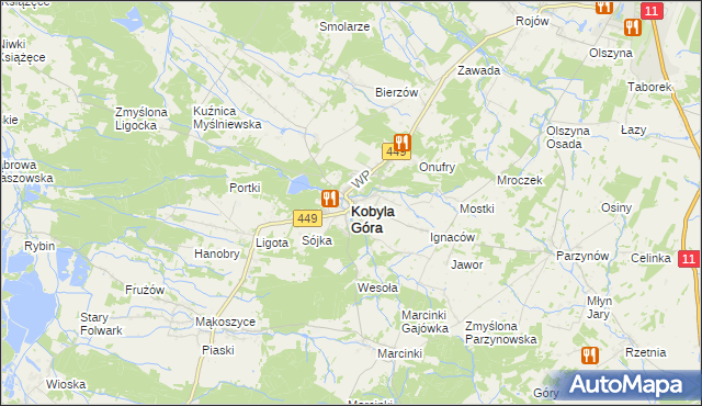 mapa Kobyla Góra powiat ostrzeszowski, Kobyla Góra powiat ostrzeszowski na mapie Targeo